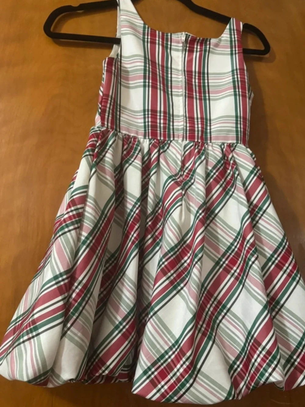 Cat & Jack Red, Green & White Plaid Holiday Dress with Black Bows